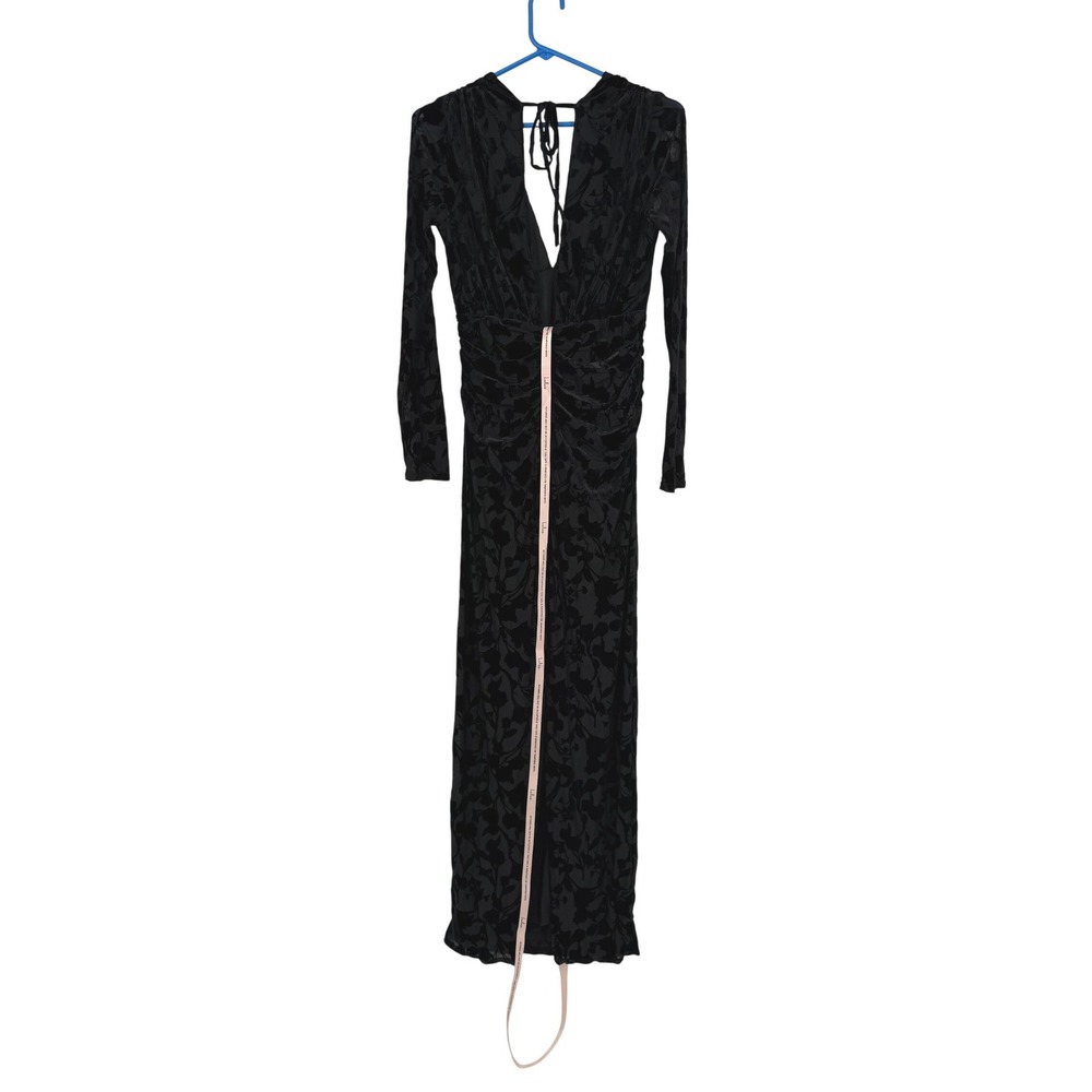 NWT Lulus Black Patricia Floral Burnout Velvet Long Sleeve Maxi Dress Bodycon M - Picture 3 of 14